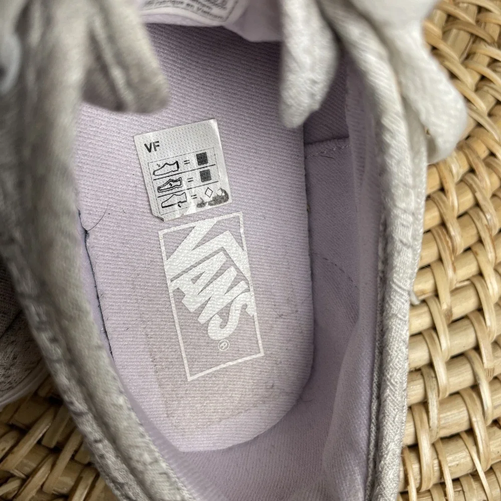 Vans Girls 2 Heathered Gray Silver Missy Sneakers Skater Metallic Fabric Lace Up